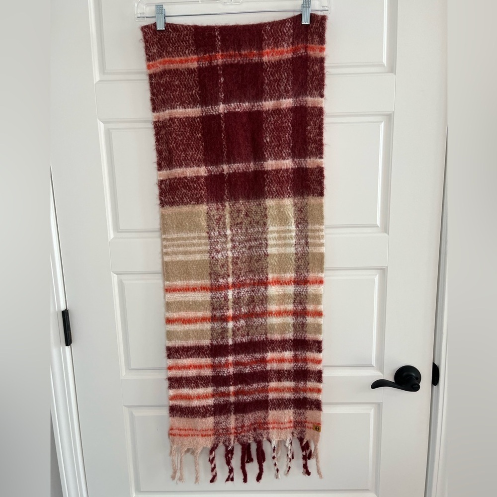 Timberland Blanket Scarf Plaid Fringe Oversized Preppy Academia Warm Cozy